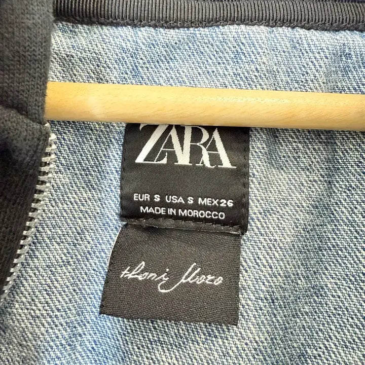 [BUNJANG] Zara Half Denim Hooded Zip-Up Jacket / 자라 하프데님 후드집업