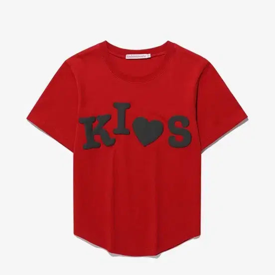 [BUNJANG] Bumpy Kiss Logo Short Sleeve T-Shirt Red / 킴스 범피 키스 로고 반팔 티셔츠 레드 반팔