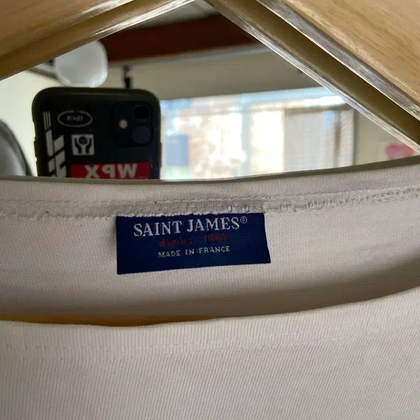 [BUNJANG] Saint James White and Blue Striped Long Sleeve T-Shirt / 세인트제임스 흰파 줄무늬 티셔츠
