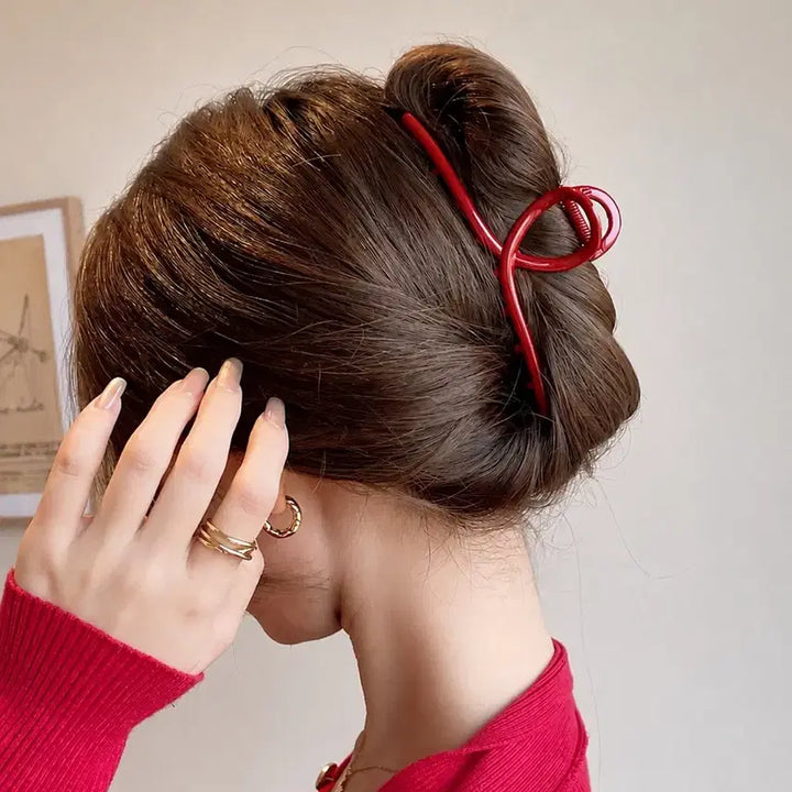 [BUNJANG] Stylish Glossy Red Hairpin Clip for Updos / 새상품) 포인트 컬러 유광레드 올림머리 헤어핀 집게핀 헤어클립