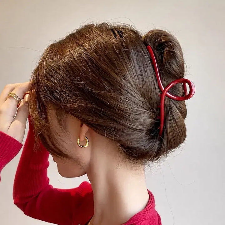 [BUNJANG] Stylish Glossy Red Hairpin Clip for Updos / 새상품) 포인트 컬러 유광레드 올림머리 헤어핀 집게핀 헤어클립