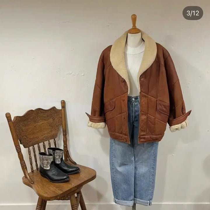 [BUNJANG] German Real Lambskin Leather Shearling Mustang Jacket / 독일산 리얼양가죽 양털무스탕