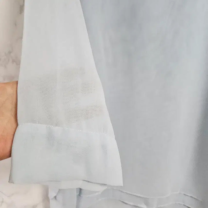 [BUNJANG] Layered Chiffon Blouse - Sky Blue / 레이어드 쉬폰 블라우스 하늘색