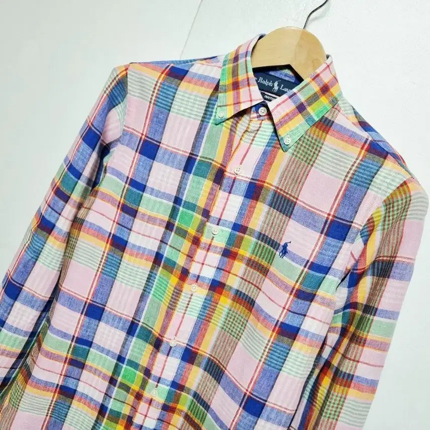 [BUNJANG] Polo Ralph Lauren Pastel Multicolor Linen Long Sleeve Shirt / 남성 폴로 린넨 마 파스텔 멀티컬러 긴팔 남방 셔츠