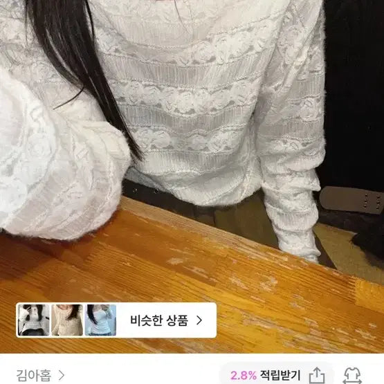 [BUNJANG] Kimahop Lace Off-Shoulder Knit Long Sleeve / 김아홉 레이스 오프숄더 니트 긴팔