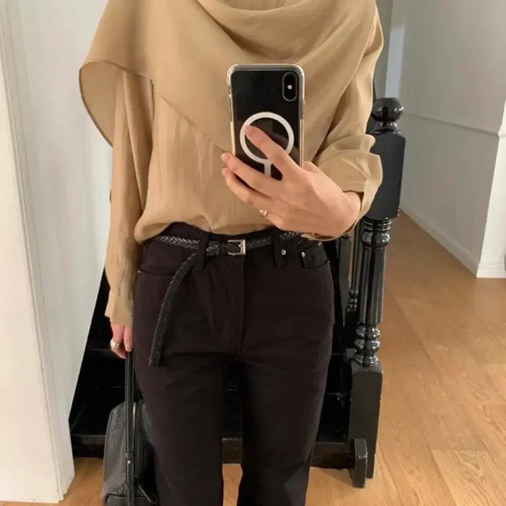 [BUNJANG] Frilly Scarf Drape Blouse / 프릴리 스카프 드레이프 블라우스