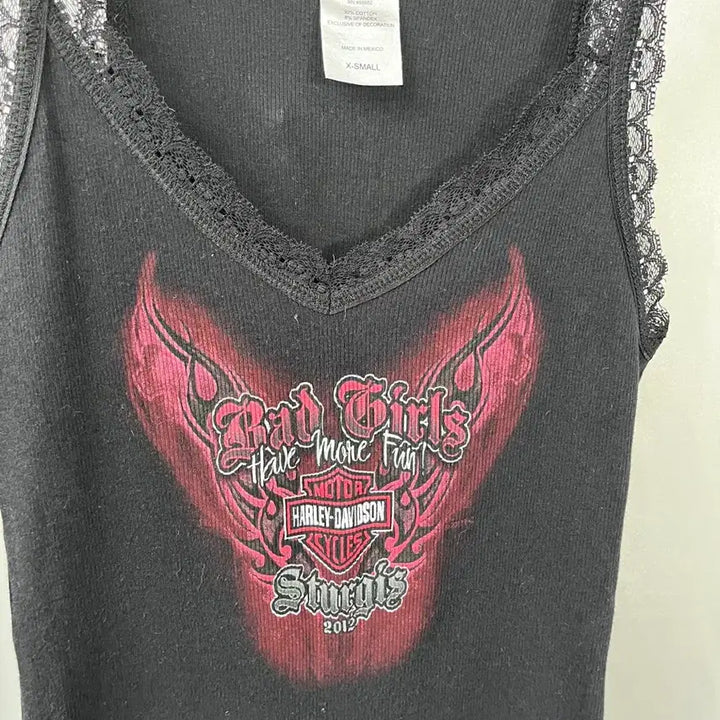 [BUNJANG] Harley-Davidson Lace Tank Top Black XS / 할리데이비슨 레이스 검정 끈나시 XS