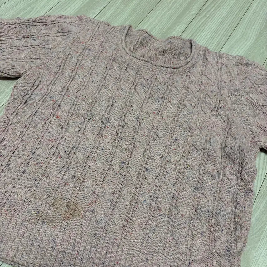 [BUNJANG] Avery Pink Cable Knit Short-Sleeve Sweater / 에이블리 핑크 꽈베기 여름 반팔 니트