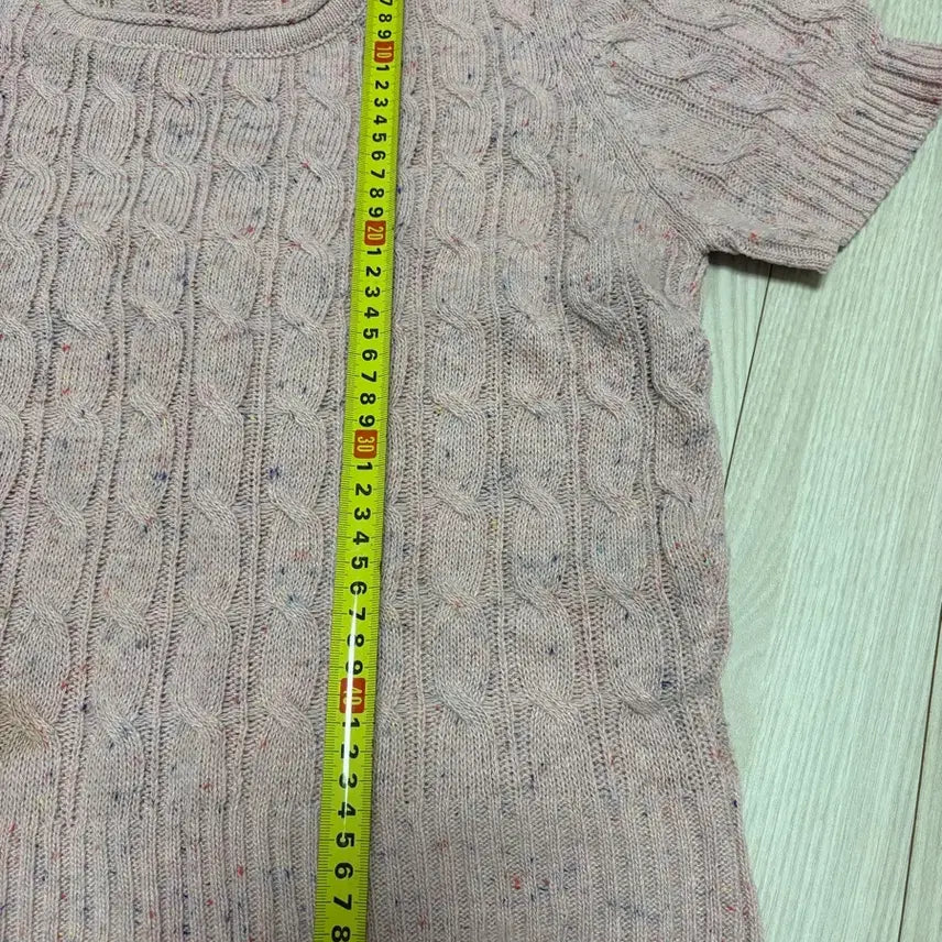 [BUNJANG] Avery Pink Cable Knit Short-Sleeve Sweater / 에이블리 핑크 꽈베기 여름 반팔 니트