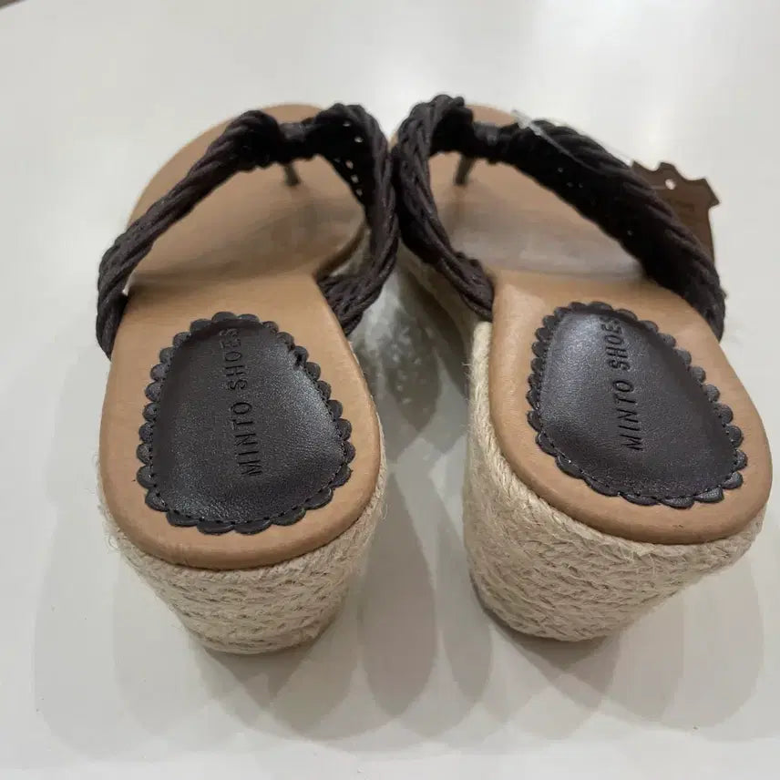 [BUNJANG] 6cm Wedge Heel Thong Sandals - Brown / 6cm웨지힐 쪼리