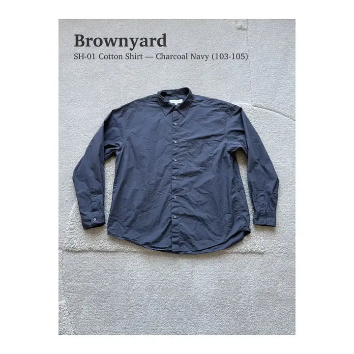 [BUNJANG] Brown Yak SH-01 Cotton Shirt Charcoal Navy / 브라운야드 SH-01 코튼 셔츠 차콜네이비 (103-105)