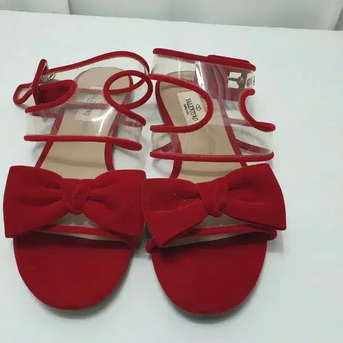 [BUNJANG] Valentino Ribbon Detail Red Sandals (Size 37) / 발렌티노 리본 장식 레드 샌들37
