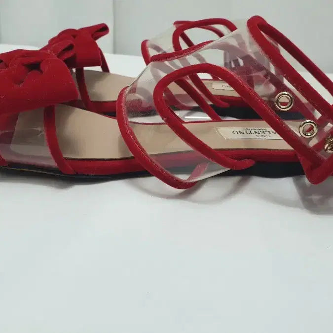 [BUNJANG] Valentino Ribbon Detail Red Sandals (Size 37) / 발렌티노 리본 장식 레드 샌들37