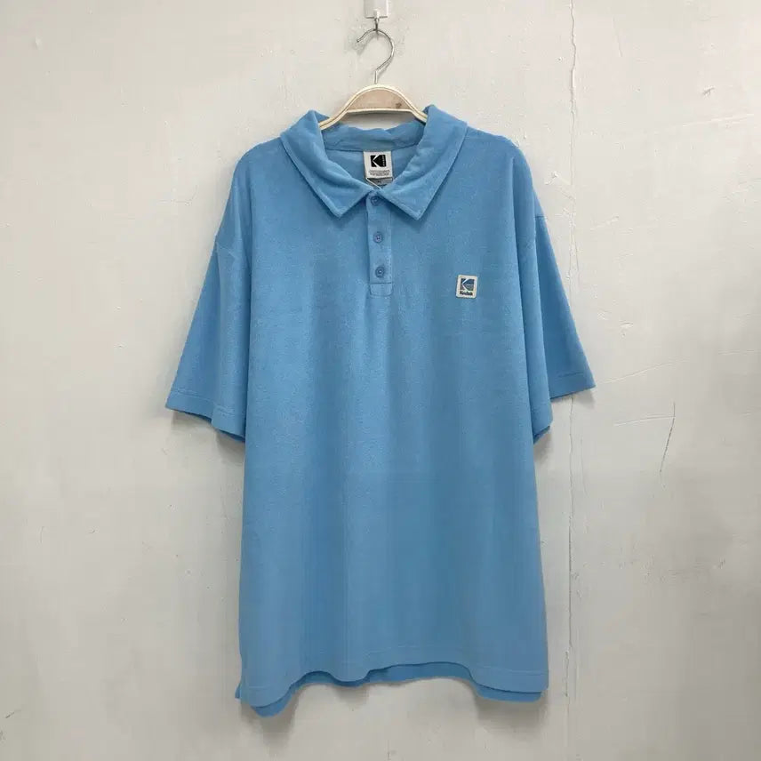 [BUNJANG] Kodak Pastel Blue Short Sleeve Polo T-Shirt / 코닥 파스텔 블루 반팔 카라 티셔츠 새상품