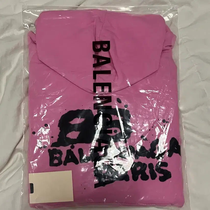 [BUNJANG] Balenciaga Hand-Drawn BB Hoodie Pink Medium / 발렌시아가 핑크 핸드드로운 후드 M