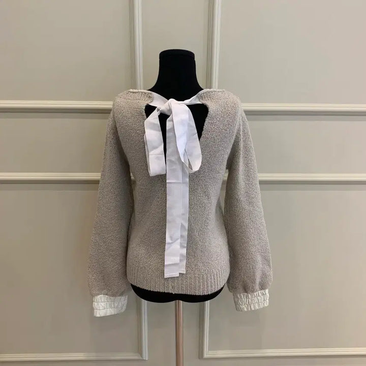 [BUNJANG] Sacai Backless Tie Alpaca Wool Knit Beige Size 3 / 267001136 사카이 백리스 타이 알파카 울 니트 베이지 3사이즈
