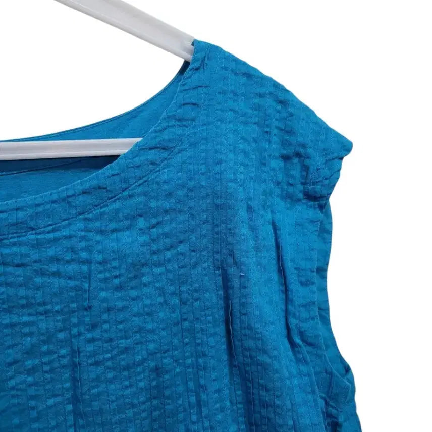 [BUNJANG] Japanese Brand 100% Linen Blue Sleeveless Dress / 일본브랜드 아사면100퍼 블루 민소매 원피스