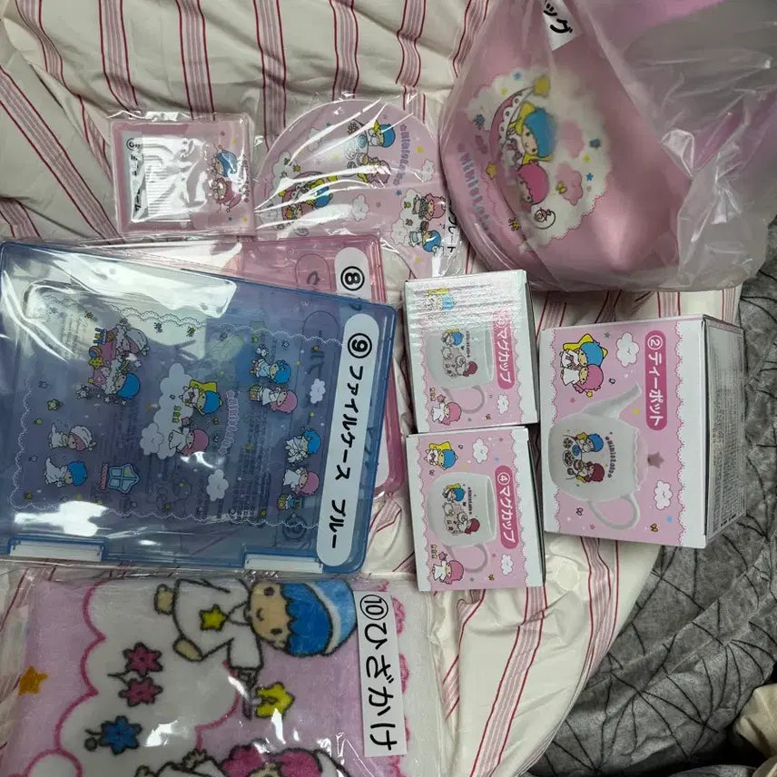 [BUNJANG] Sanrio Little Twin Stars Kiki Lala File Case Set Pink/Blue / 산리오 리틀트윈스타 키키라라 쿠지 파일 케이스 핑크/블루