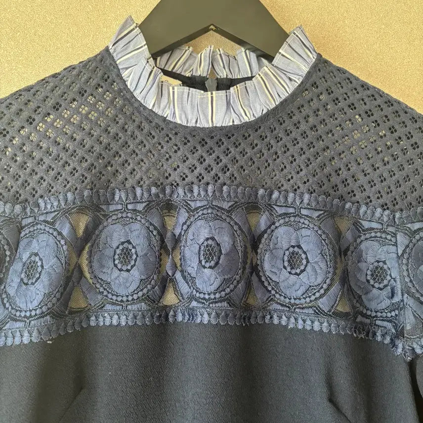 [BUNJANG] Sandro Navy Lace Dress / Sandro 산드로 네이비 레이스 원피스 39
