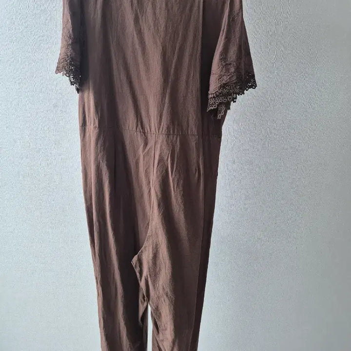 [BUNJANG] LAP Brown Lace Short-Sleeve Jumpsuit / LAP 브라운 레이스 반팔 점프수트