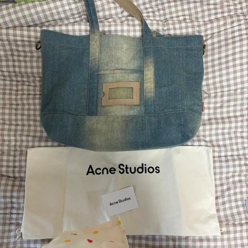 [BUNJANG] Acne Studios Denim Tote Bag Light Blue Beige / 아크네 스튜디오 데님 토트백