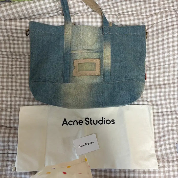[BUNJANG] Acne Studios Denim Tote Bag Light Blue Beige / 아크네 스튜디오 데님 토트백