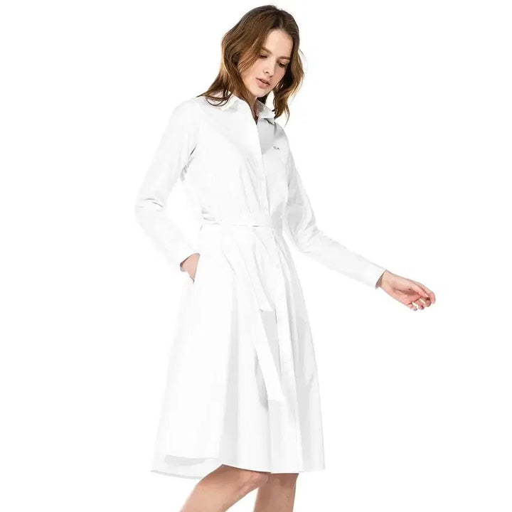 [BUNJANG] Lacoste White Shirtdress Flare Dress Size 38 / 라코스테 화이트 셔츠형 플레어 원피스 38사이즈
