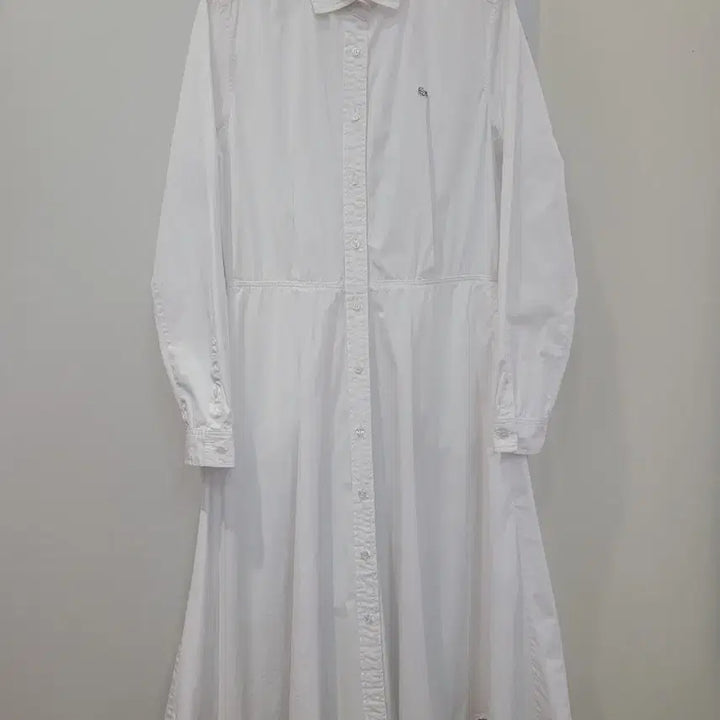 [BUNJANG] Lacoste White Shirtdress Flare Dress Size 38 / 라코스테 화이트 셔츠형 플레어 원피스 38사이즈