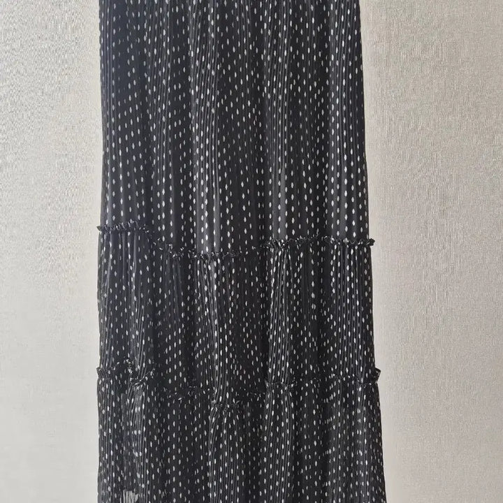 [BUNJANG] LeShop Black Water Drop Pattern Pleated Long Skirt / 르샵 검정색 물방울 패턴 플리츠 롱 스커트