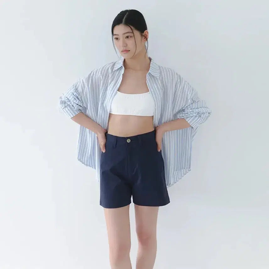[BUNJANG] Laminaz Natural Cotton Shorts Navy S New / 라미네즈 네츄럴 코튼쇼츠 네이비 S 새상품