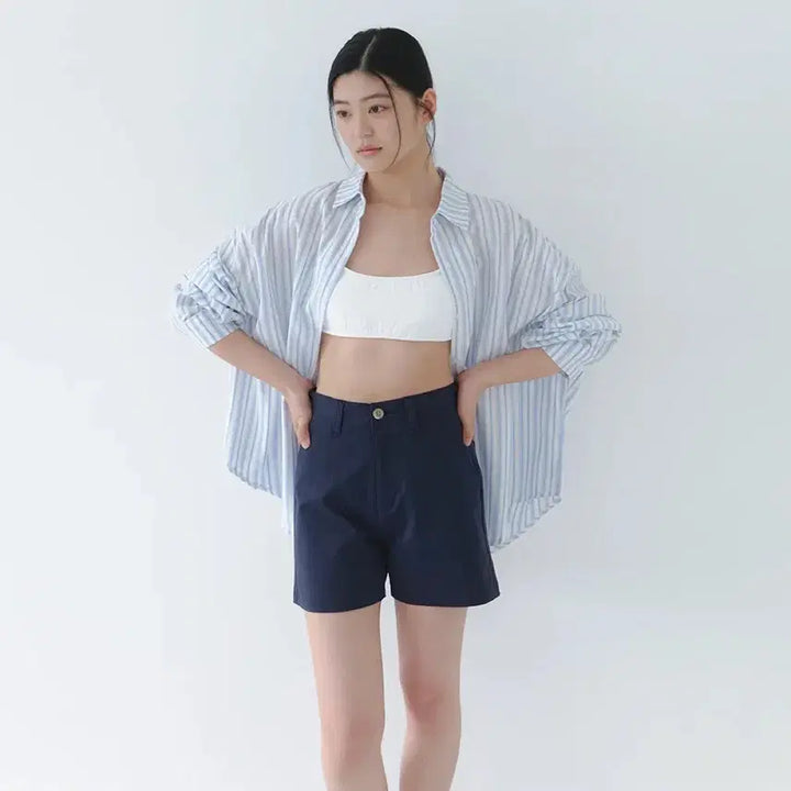 [BUNJANG] Laminaz Natural Cotton Shorts Navy S New / 라미네즈 네츄럴 코튼쇼츠 네이비 S 새상품