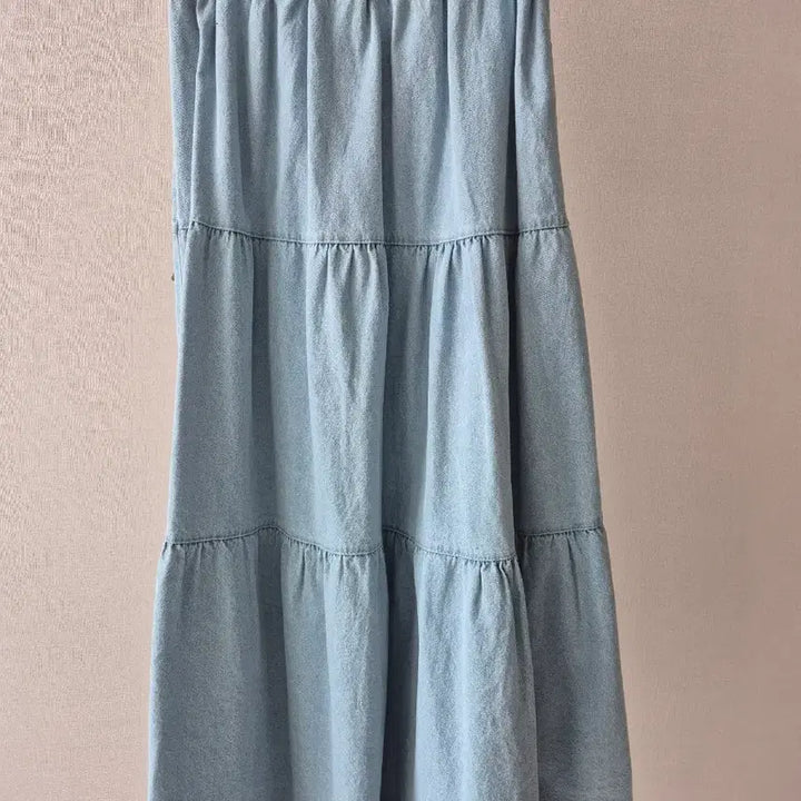 [BUNJANG] Denim Tiered Maxi Skirt / 청량 데님 캉캉 롱 스커트
