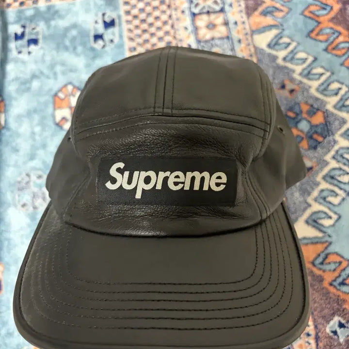 [BUNJANG] Supreme Box Logo Leather Camp Cap / 슈프림 박스로고 레더 캠프캡