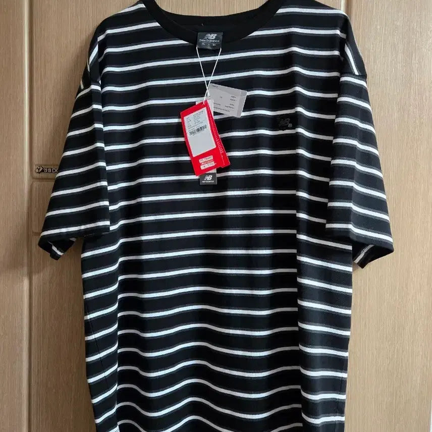 [BUNJANG] New Balance Striped Short Sleeve T-Shirt / 뉴발란스 스트라이프 반팔 티셔츠 새상품