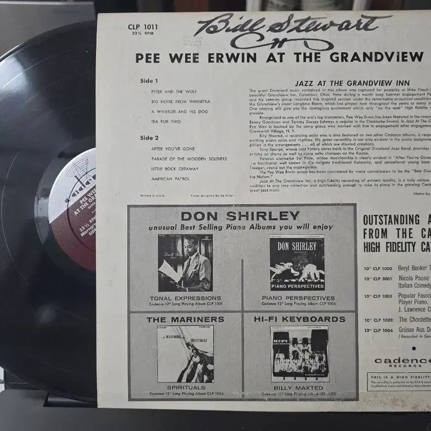 [BUNJANG] Pee Wee Erwin Dixieland At The Grandview Inn Jazz LP / Pee Wee Erwin_Dixieland~_재즈LP USA