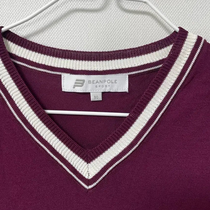 [BUNJANG] Beanpole Sport V-Neck Short Sleeve Knit 90 / 빈폴 스포츠 브이넥 반팔 니트 90