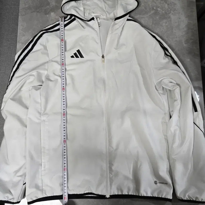 [BUNJANG] Adidas 3-Stripes White Windbreaker Hoodie Jacket / 아디다스 삼선 흰색 바람막이 후드 자켓