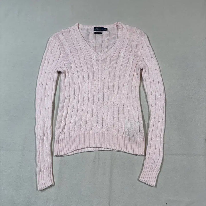 [BUNJANG] Polo Ralph Lauren Pima Cotton Cable Knit V-Neck Sweater (Size S) / S) 폴로 랄프로렌 피마 코튼 케이블 꽈배기 브이넥 니트