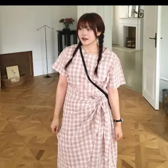 [BUNJANG] Bonjassi Ella Check Wrap Dress / 에이블리 복자씨 엘라 체크 랩 원피스
