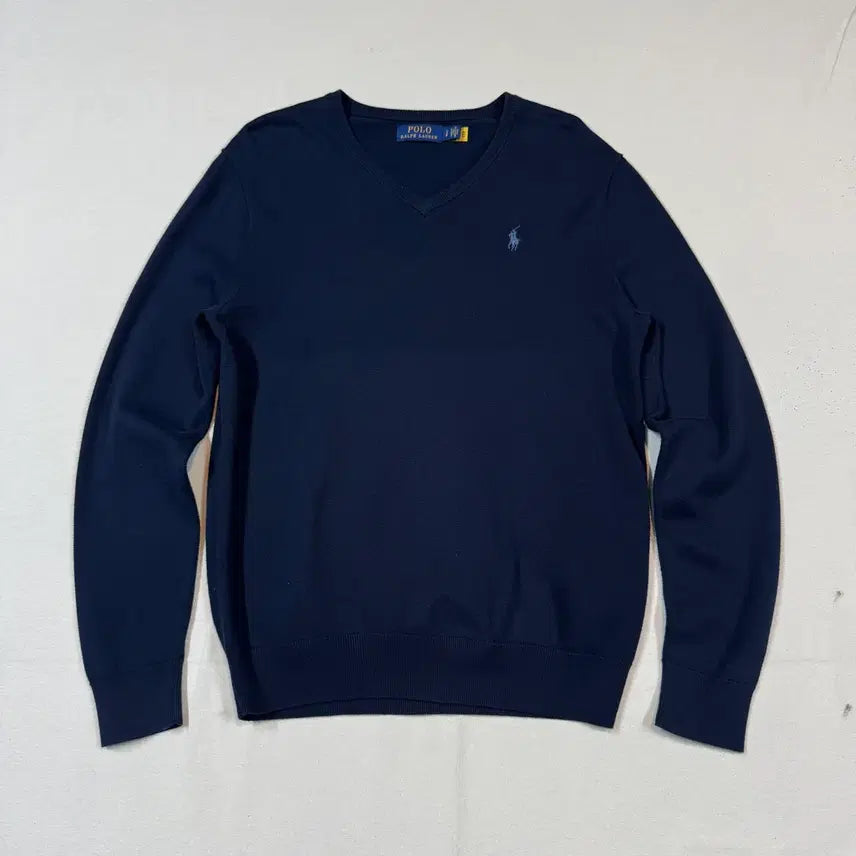 [BUNJANG] Polo Ralph Lauren Navy Cotton V-Neck Knit Sweater Size S / S) 폴로 랄프로렌 네이비 코튼 브이넥 니트