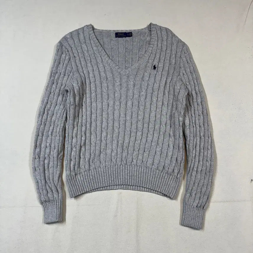 [BUNJANG] Polo Ralph Lauren Cotton Cable Knit V-Neck Sweater / L) 폴로 랄프로렌 코튼 케이블 꽈배기 브이넥 니트
