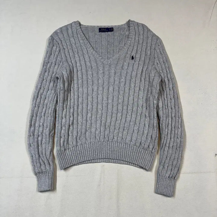 [BUNJANG] Polo Ralph Lauren Cotton Cable Knit V-Neck Sweater / L) 폴로 랄프로렌 코튼 케이블 꽈배기 브이넥 니트