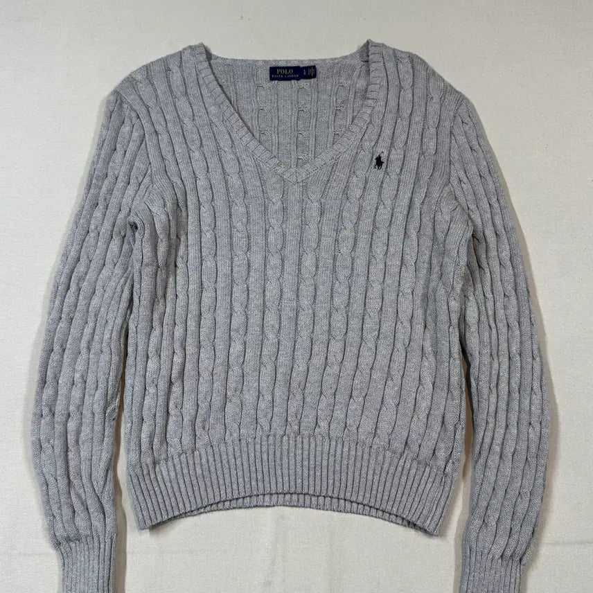 [BUNJANG] Polo Ralph Lauren Cotton Cable Knit V-Neck Sweater / L) 폴로 랄프로렌 코튼 케이블 꽈배기 브이넥 니트