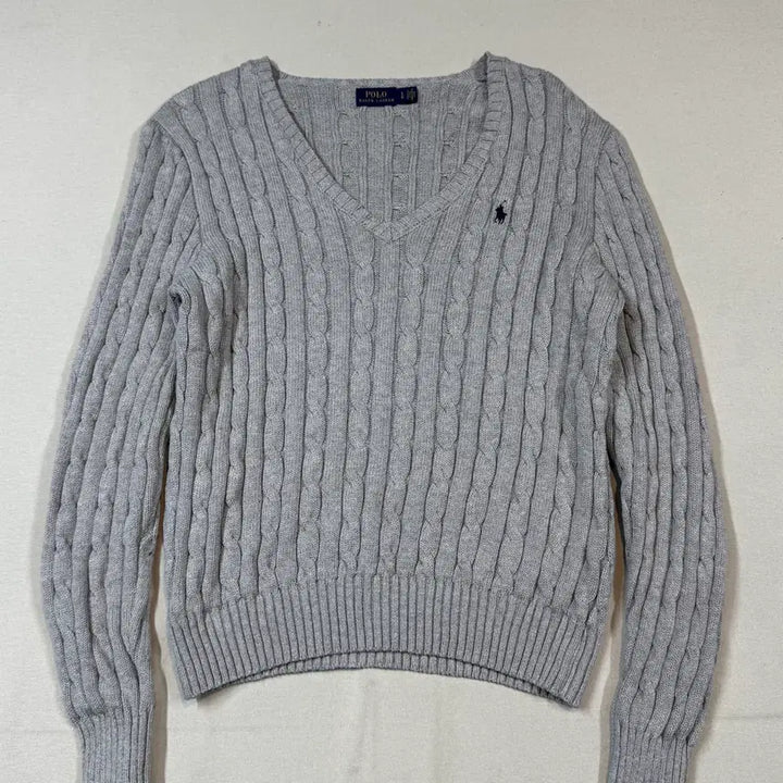 [BUNJANG] Polo Ralph Lauren Cotton Cable Knit V-Neck Sweater / L) 폴로 랄프로렌 코튼 케이블 꽈배기 브이넥 니트