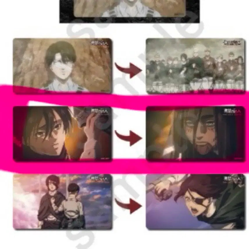 [BUNJANG] Canime Attack on Titan Eren Mikasa Lenticular Sticker / canime 진격의 거인 에렌 미카사 에렌미카 렌티큘러 스티커