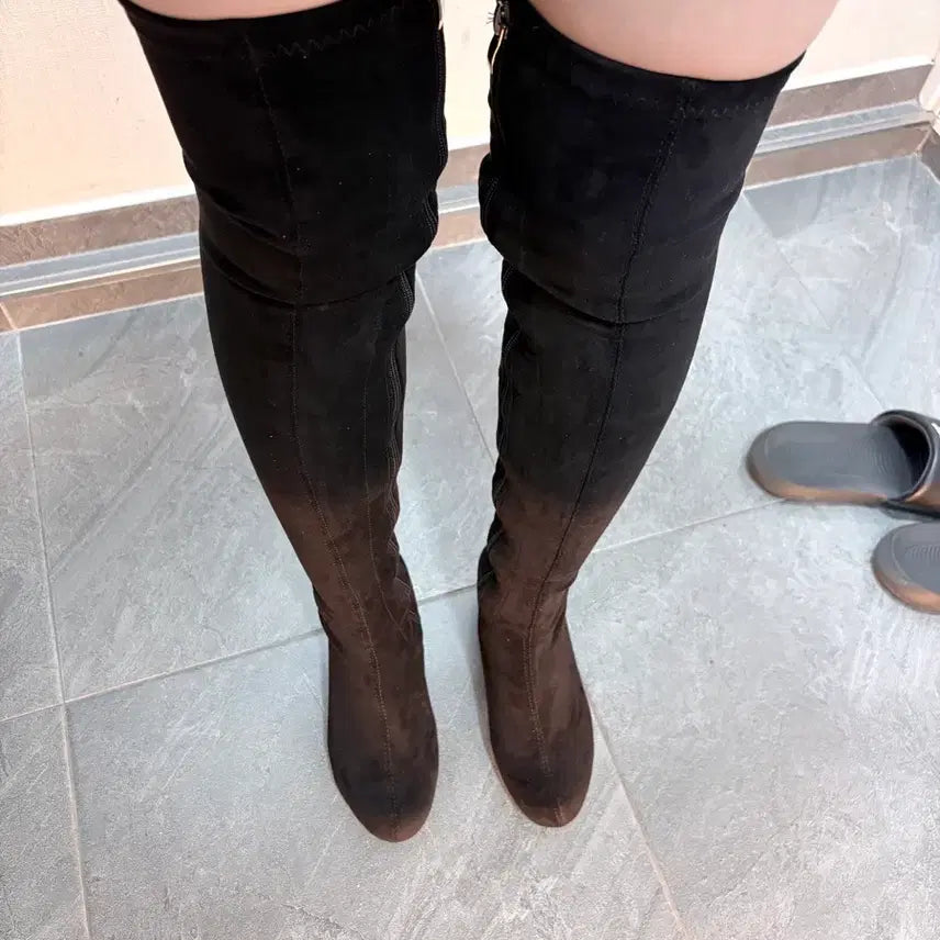 [BUNJANG] Black Suede Long Boots (230mm) / 블랙 스웨이드 롱부츠230