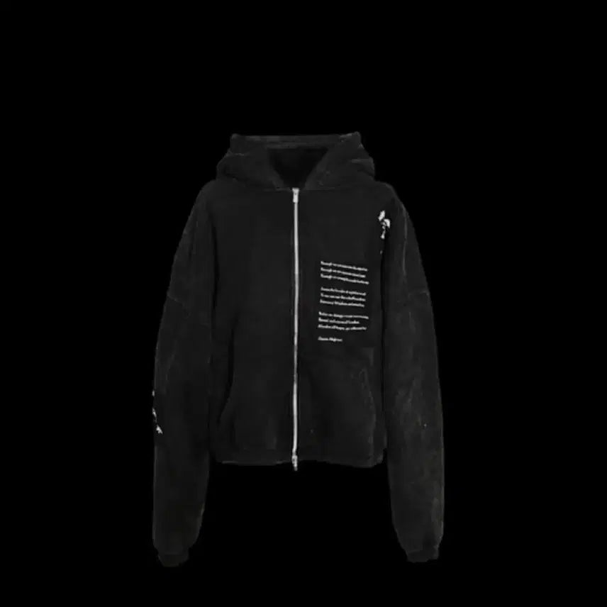 [BUNJANG] Emos Tance Club Smoke Washed Patch Hoodie Zip-up Black Size 1 / 에모스탠스클럽 스모크 워시드 패치 후드집업 블랙 1사이즈