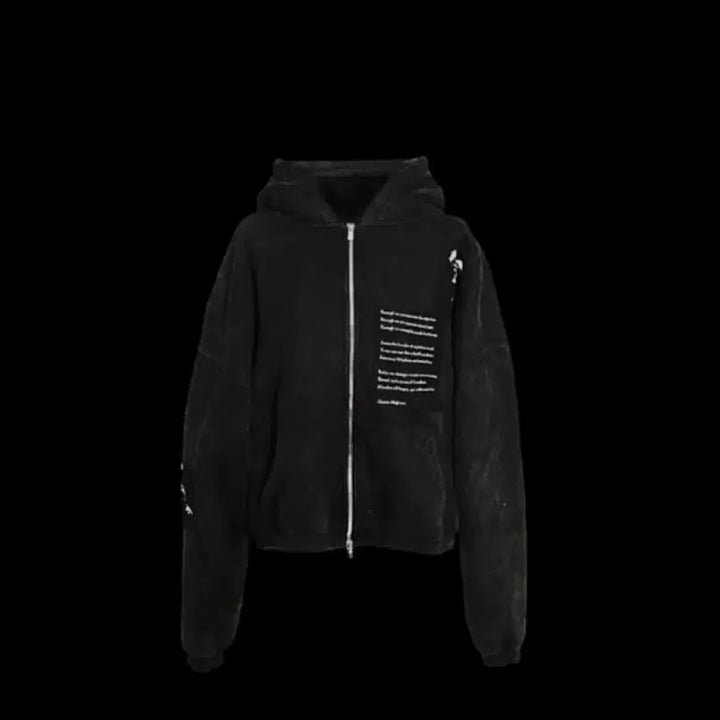 [BUNJANG] Emos Tance Club Smoke Washed Patch Hoodie Zip-up Black Size 1 / 에모스탠스클럽 스모크 워시드 패치 후드집업 블랙 1사이즈