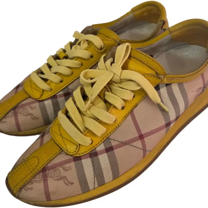 [BUNJANG] Burberry Check Pattern Sneakers Yellow / 정품 버버리 체크 패턴 스니커즈 옐로우