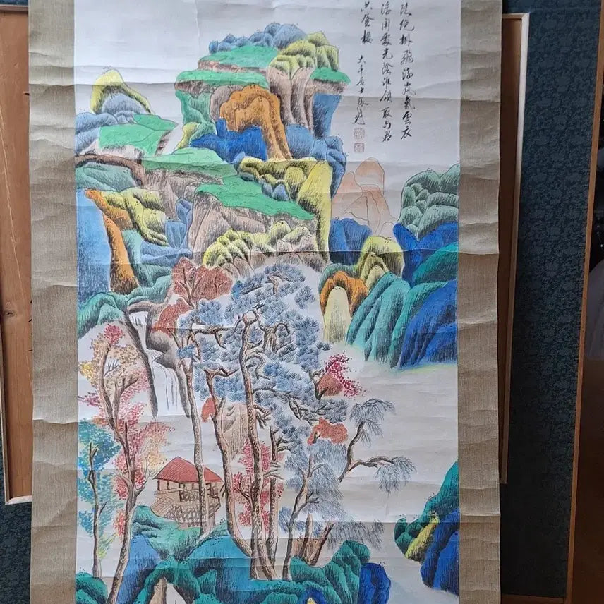 [BUNJANG] Jang Dae-cheon Landscape Painting Scroll / 장대천 화려한 산수화